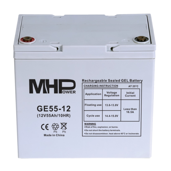 Baterie olověná  12V / 55 Ah  MHPower GE55-12 GEL