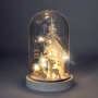 Solight LED vianočné dekorácie, zasnežená krajina s domčekom, 18cm, 10x LED, 2x AAA