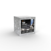 Solight vianočná reťaz strieborná, 100x mini LED, 10m, 3 x AA, studené svetlo