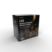 Solight LED vonkajší vianočný záves, hviezdy, šírka 3m, 123LED, IP44 3xAA, teplá biela