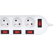 Solight predlžovací prívod, 5 zásuviek, biely, 6x vypínač, 2m