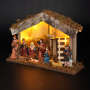 Solight LED drevený betlehem podsvietený, 26x17cm, 6x LED, 2x AA