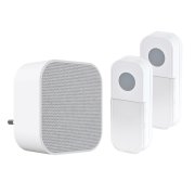 Solight bezdrôtový zvonček, 2 tlačidlá, do zásuvky, 180m, biely, learning code