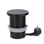 Solight vstavaná zásuvka + USB A+C + Wireless 10W, otočné viečko, kábel 2m, čierna