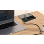 Solight vestavný blok zásuviek s posuvným krytom, 2 zásuvky, USB A+C 65W PD, 2m, strieborný