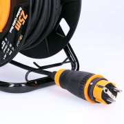 Solight predlžovací prívod - na bubne, 4 zásuvky, 25m kábel guma, 3x 1,5mm2, IP44