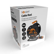 Solight predlžovací prívod - na bubne, 4 zásuvky, 25m kábel guma, 3x 1,5mm2, IP44