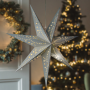 Solight LED vianočná hviezda strieborná, závesná, časovač, 60cm, 20x LED, 2x AA