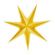 Solight LED vianočná hviezda zlatá, závesná, časovač, 60cm, 20x LED, 2x AA