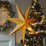 Solight LED vianočná hviezda zlatá, závesná, časovač, 60cm, 20x LED, 2x AA