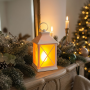 Solight LED vianočný lampáš biely, 20cm, časovač, 2x AA