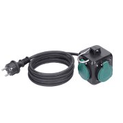 Solight predlžovací prívod kocka 5m, 3 zásuvky IP44, 3 x 1.5mm2, kábel guma H05RR-F