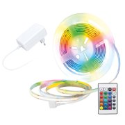 Solight LED SMD RGB pásik, sada s adaptérom, 3m, dialkový ovladač, 10W/m, multicolor