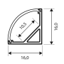 Solight hliníková lišta pre LED pásiky, rohová, 16x16mm, mliečny difúzor, 1m