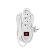 Prodlužovací kabel EMOS P1310 / 10 m / 3 zásuvky / s vypínačem / bílý / PVC / 1 mm2