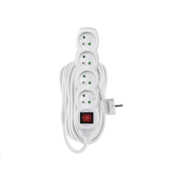 Prodlužovací kabel EMOS P1410 / 10 m / 4 zásuvky / s vypínačem / bílý / PVC / 1 mm2