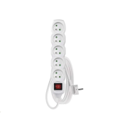 Prodlužovací kabel EMOS P1513 / 3 m / 5 zásuvek / s vypínačem / bílý / PVC / 1 mm2