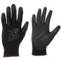 Rukavice pracovní z polyesteru polomáčené v polyuretanu GLOVE PE-PU 9, černé, velikost 9 SIXTOL