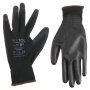 Rukavice pracovní z polyesteru polomáčené v polyuretanu GLOVE PE-PU 9, černé, velikost 9 SIXTOL
