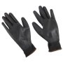 Rukavice pracovní z polyesteru polomáčené v polyuretanu GLOVE PE-PU 9, černé, velikost 9 SIXTOL