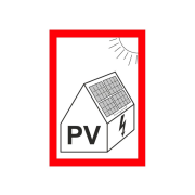 Symbol PV na fotovoltaiku 60x85 mm UV lamino - lesklé