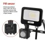 LED reflektor GLARO EMOS ZS2314B s pohybovým čidlem, 10 W, černý, IP54, 1000 lm, neutrální bílá