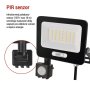 LED reflektor GLARO EMOS ZS2334B s pohybovým čidlem, 30 W, černý, IP54, 3000 lm, neutrální bílá