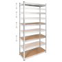 Kovový úložný regál Atos RB-1251W 180x90x40 cm bílý