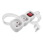 Prodlužovací kabel EMOS P12114 / 1,4 m / 2 zásuvky / s vypínačem / bílý / PVC / 1 mm2