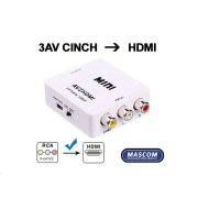 Převodník MASCOM AHC 01 LT video/audio 3x CINCH IN | 1x HDMI OUT 720P/1080P