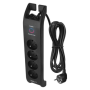 EMOS P54022 přepěťová ochrana 4 zásuvky + anténa, 2m, černá