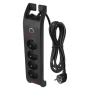 EMOS P54022 přepěťová ochrana 4 zásuvky + anténa, 2m, černá