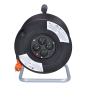 Solight predlžovací prívod na bubne, 4 zásuvky, 50m, oranžový kábel, 3x 1,5mm2