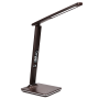 Solight LED stolná lampička s displejom, 9W, voľba teploty svetla, koža, hnedá