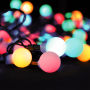 Solight LED 2v1 vonkajšia vianočná reťaz, gule, diaľkový ovládač, 100LED, RGB + biela, 10m+ 5m, 8