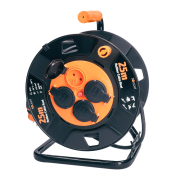 Solight predlžovací prívod na bubne, 4 zásuvky, vonkajší, 25m gumový kábel, 3x 1,5mm2, IP44