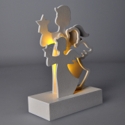 Solight LED anjeli, drevo, biela farba, 2x AA