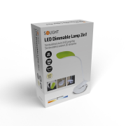 Solight LED stmievateľná lampička 2v1, podstavec aj klip, 5W 4000K, 3 farebné kryty