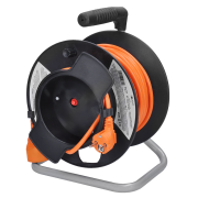 Solight predlžovací prívod na bubne, 1 zásuvka, 25m, oranžový kábel, 3x 1,5mm2