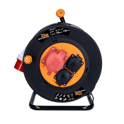 Solight predlžovací prívod na bubne, 3 zásuvky,, vonkajší, 400V + 230V, 25m gumový kábel 5x1,5mm2,