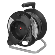 Solight predlžovací prívod na bubne, 1 zásuvka, 25m, čierny kábel, 3x 1,5mm2