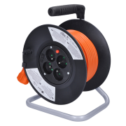 Solight predlžovací prívod na bubne, 4 zásuvky, 20m, oranžový kábel, 3x 1,5mm2