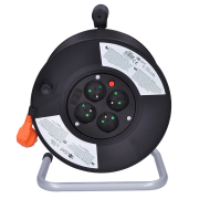 Solight predlžovací prívod na bubne, 4 zásuvky, 20m, oranžový kábel, 3x 1,5mm2