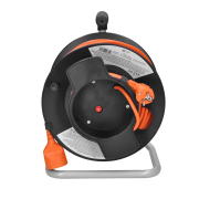 Solight predlžovací prívod na bubne, 1 zásuvka, 50m, oranžový kábel, 3x 1,5mm2