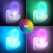 Solight Nočné LED RGB svetlieko so svetelným senzorom, voliteľná farba svetla, 230V