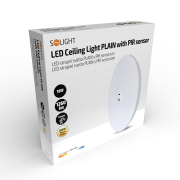 Solight LED stropné svietidlo PLAIN s PIR senzorom, 18W, 1260lm, 3000K, okrúhle, 33cm