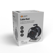 Solight predlžovací prívod na bubne, 1 zásuvka, 50m, čierny kábel, 3x 1,5mm2