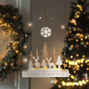 Solight LED závesná dekorácia - les s jeleňami, 14x LED, 2x AA