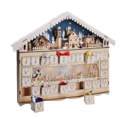 Solight LED adventný kalendár - horská chata,  10x LED, 50x40cm, 2x AA