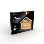 Solight LED adventný kalendár - horská chata,  10x LED, 50x40cm, 2x AA